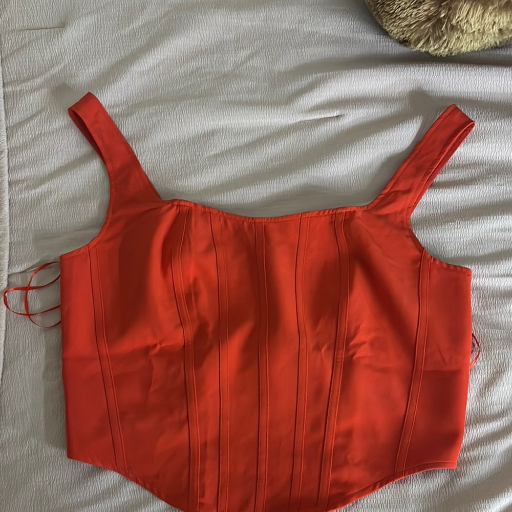 Sincerely Jules Red Orange Bustier Crop Top